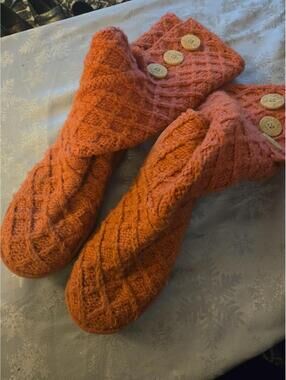 UGG Australia Cardy Knit Boots Burnt Orange Coral Womens Size 6